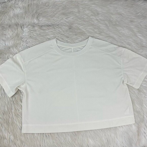 Everlane Women’s White Recycled Polyester Box-Cut Crew Neck Crop Top Tee L/C43 - Picture 6 of 10